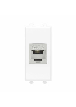 Компьютерная розетка RJ-45 без шторки модульная, кат.6 экранированная, Avanti, белое облако, 1 модуль