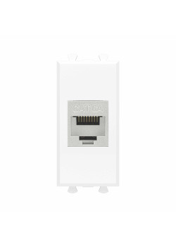 Компьютерная розетка RJ-45 без шторки модульная, кат.6А экранированная, Avanti, белое облако, 1 модуль