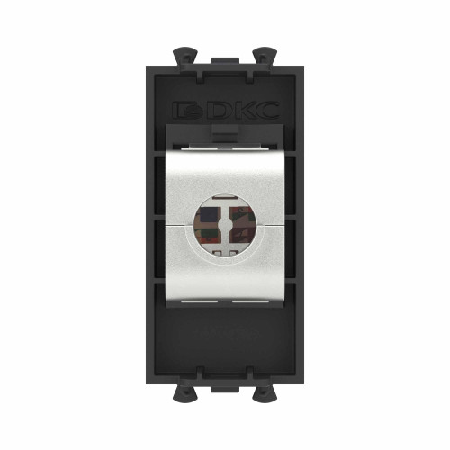 Компьютерная розетка RJ-45 без шторки модульная, кат.6А экранированная, Avanti, черный матовый, 1 модуль