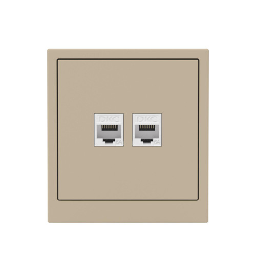 Компьютерная розетка RJ-45 без шторки, кат.6А двойная, KANT, ванильный марципан