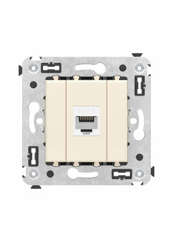Компьютерная розетка RJ-45 без шторки в стену, кат.6 одинарная, Avanti, ванильная дымка