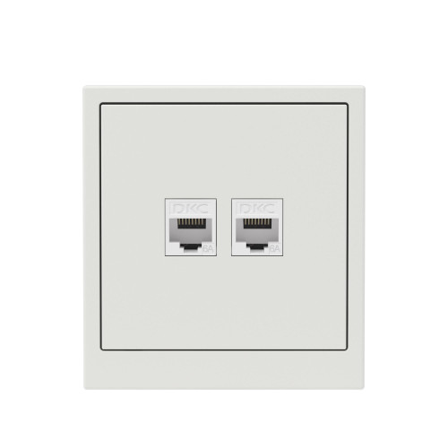 Компьютерная розетка RJ-45 без шторки, кат.6А двойная, KANT, белый песок