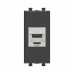 Компьютерная розетка RJ-45 без шторки модульная, кат.6А экранированная, Avanti, черный матовый, 1 модуль
