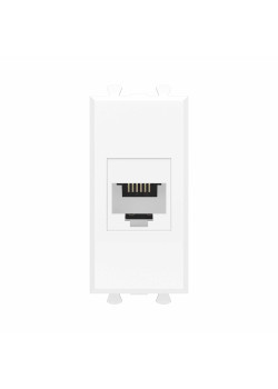 Телефонная розетка RJ-12 без шторки модульная, Avanti, белое облако, 1 модуль