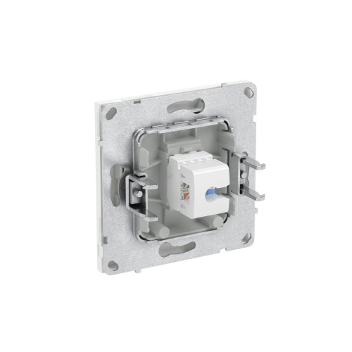 Компьютерная розетка RJ-45 без шторки, кат.6А одинарная,KANT, белая магнолия