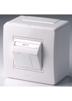 Коробка в сборе с 1 розеткой RJ45, кат.5е (телефон / компьютер), белая