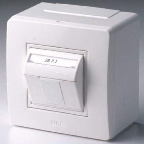 Коробка в сборе с 1 розеткой RJ45, кат.5е (телефон / компьютер), белая