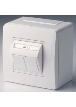 Коробка в сборе с 2 розетками RJ45, кат.5е  (телефон / компьютер), белая
